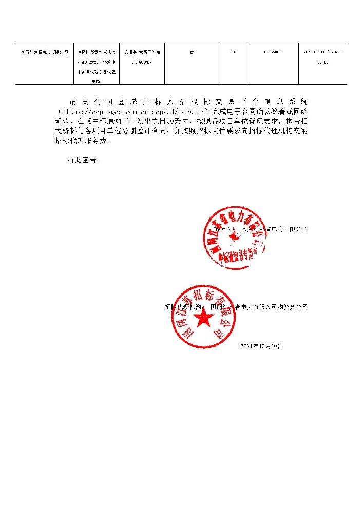 Our company won the bidding of high voltage instrument, oil chemical instrument -- State Grid Fujian Electric Power Co., LTD